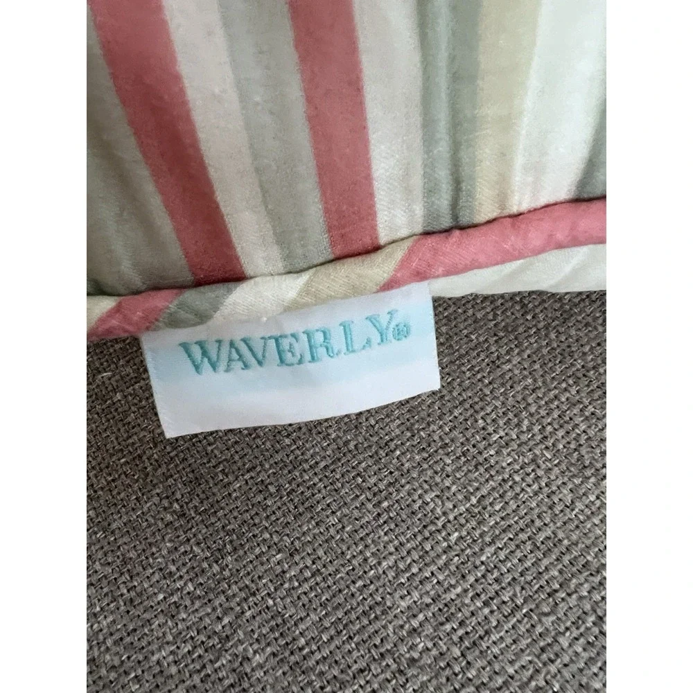 Waverly Spring Bling Farmhouse Floral Embroidered  Pillow Cover Accent Stripe